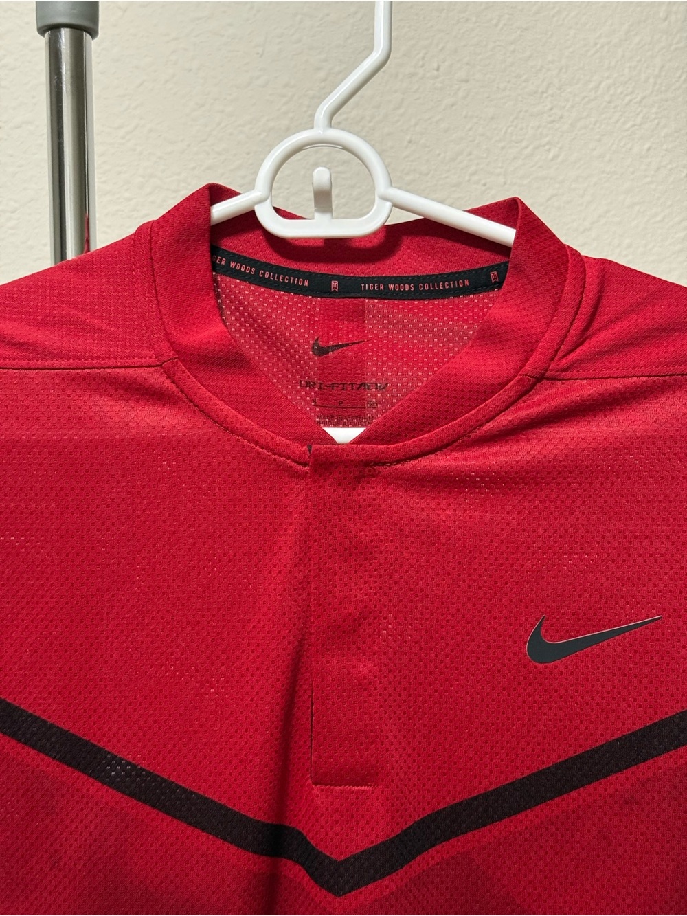 Nike Red Men's ADV Golf Polo with Black Chevron and Swoosh